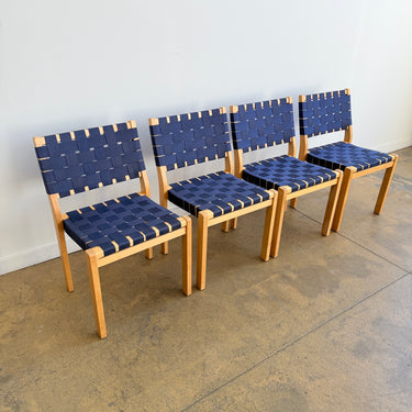 Alvar Alto set of 4 Model 611 Dining Chairs - Navy