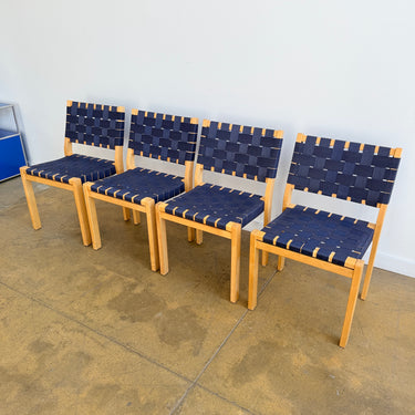 Alvar Alto set of 4 Model 611 Dining Chairs - Navy