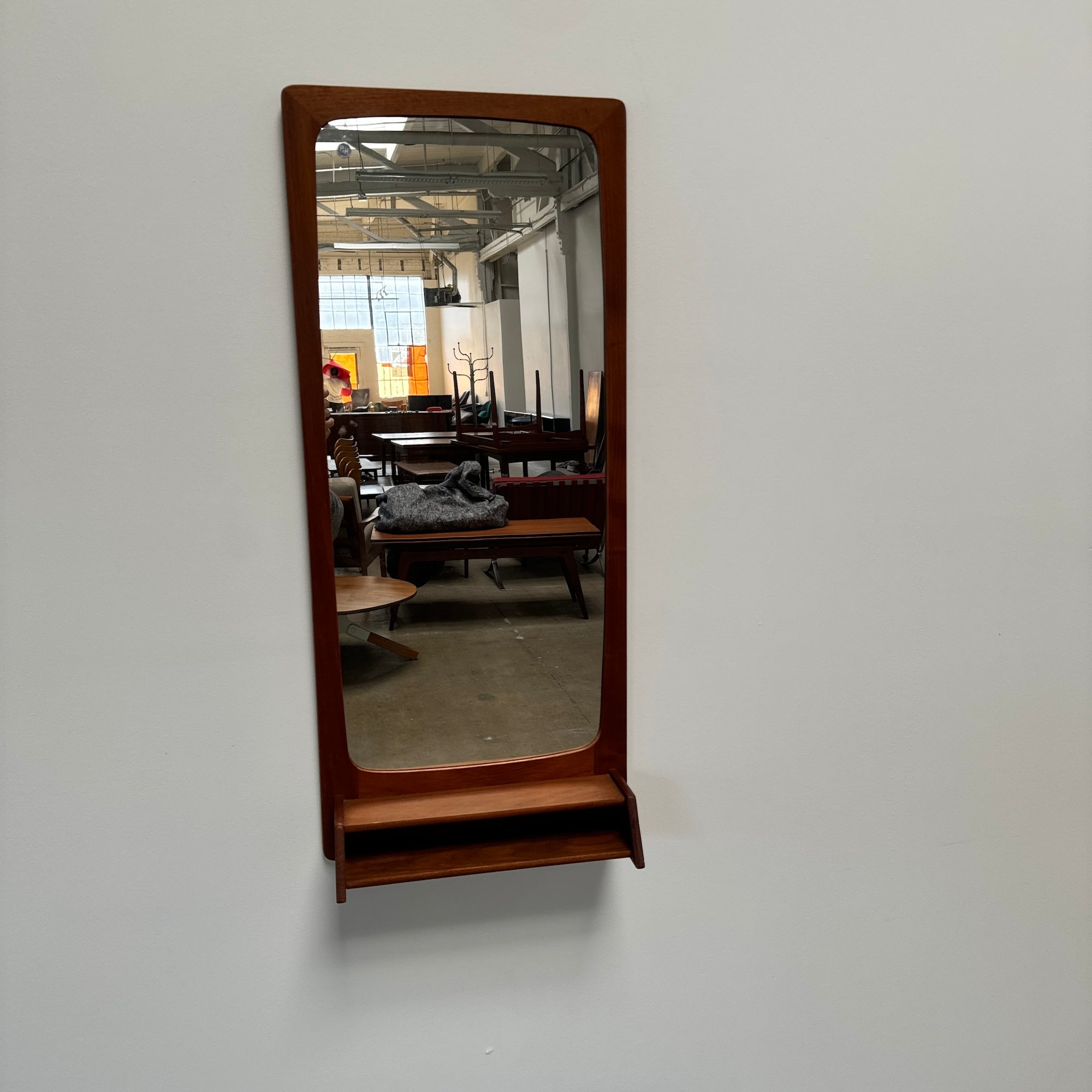 Danish Modern Teak mirror with storage by Pedersen & Hansen