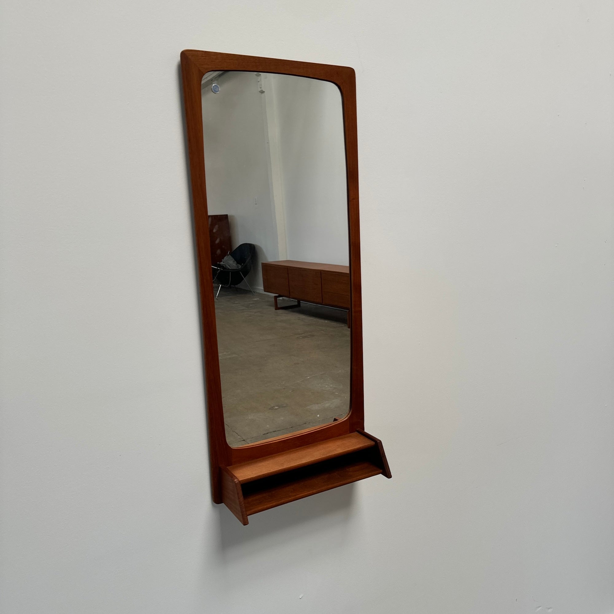 Danish Modern Teak mirror with storage by Pedersen & Hansen