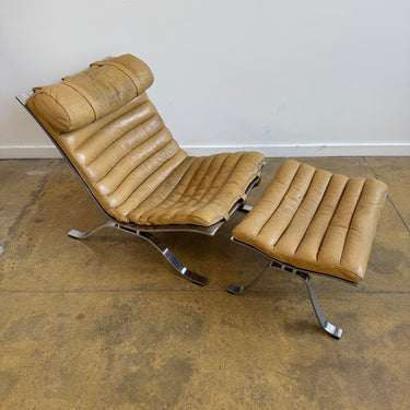 Vintage Arne Norell “Ari” Leather Lounge Chair and Ottoman