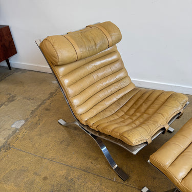 Vintage Arne Norell “Ari” Leather Lounge Chair and Ottoman