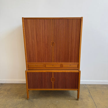 Swedish Carl-Axel Acking for Bodafors Teak Tambour Door Cabinet, 1950s