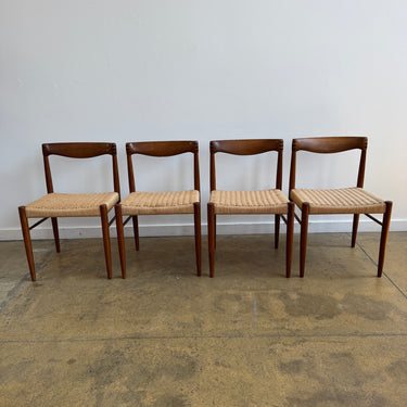 Danish Modern H.W. Klein Set of 4 for Bramin Paper Cord Dining Chairs, 1960s