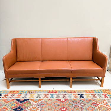 Danish Modern Kaare Klint Leather Sofa by  Rud Rasmussen