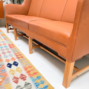 Danish Modern Kaare Klint Leather Sofa by  Rud Rasmussen