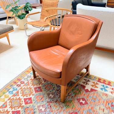 Rare! Kaare Klint Model 5313 Easy Chairs in Cognac Leather for Rud. Rasmussen (Two Available)