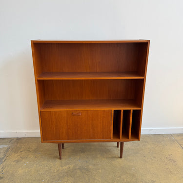 Danish Teak Cabinet with Drop-Front Bar and Dividers, 1960s