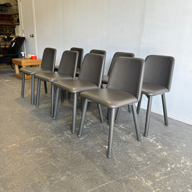 Blu Dot Leather set of 8 Chip dining chairs