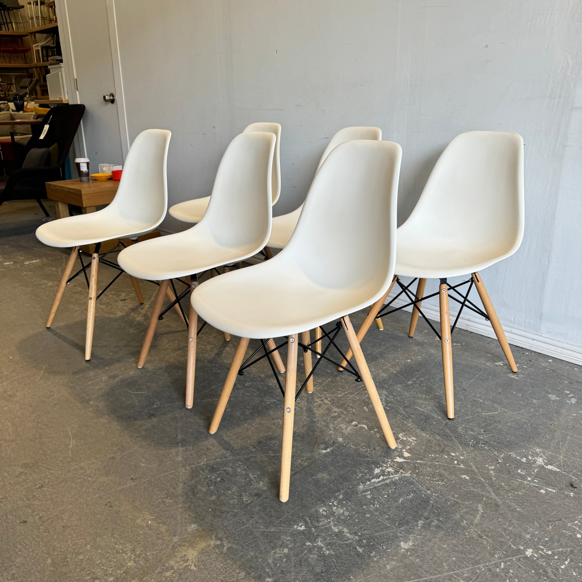 Authentic Herman Miller set of 6 Eames plastic molded chairs