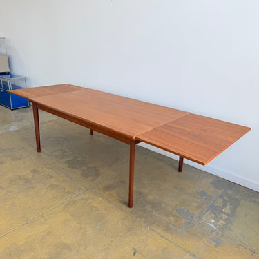 Danish Modern Teak Large Expandable Table by Henning Kjærnulf (Refinished)