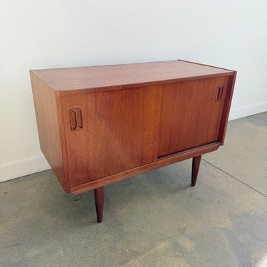Danish Modern Teak Small Sliding Door Cabinet