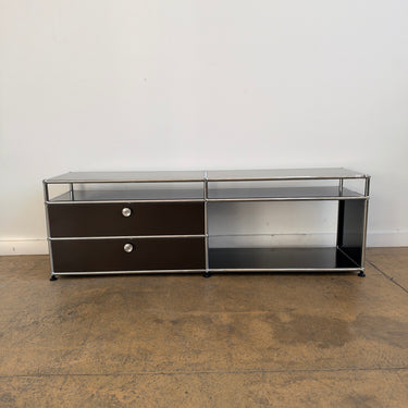 USM Haller Stacked Doors Low Media Console - Brown