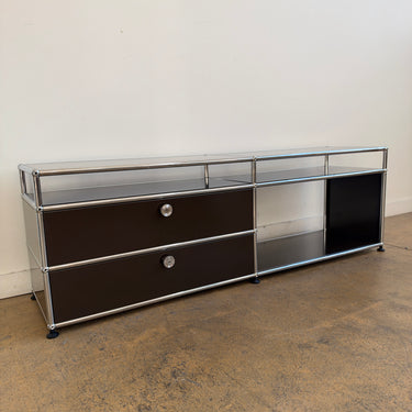 USM Haller Stacked Doors Low Media Console - Brown