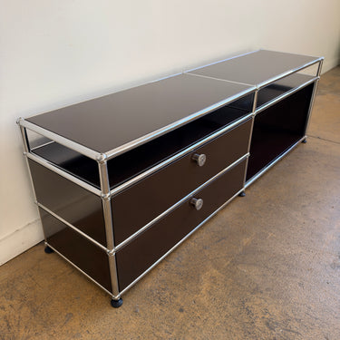 USM Haller Stacked Doors Low Media Console - Brown