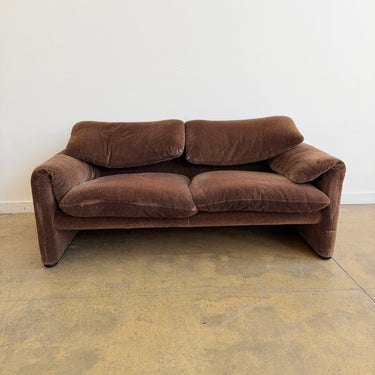 Vico Magistretti for Cassina “Maralunga” Two-Seater Sofa - Brown