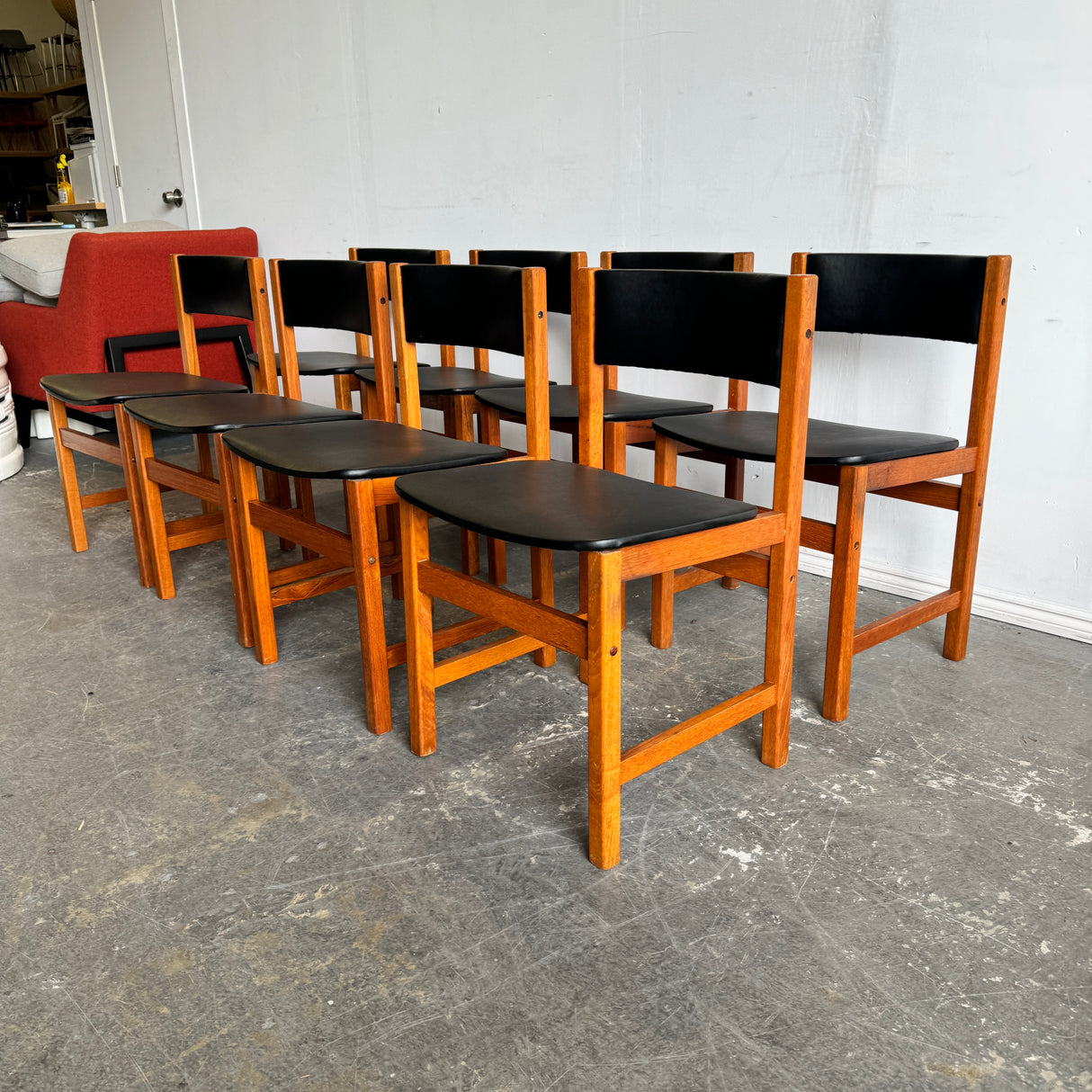 Danish Set of 8 Benny Linden teak dining chairs