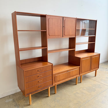 Danish Modern Teak 3 Bay Free Standing Shelving
