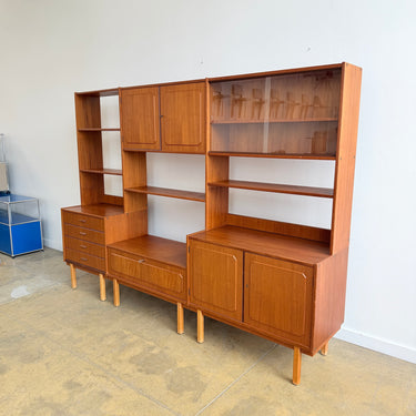Danish Modern Teak 3 Bay Free Standing Shelving
