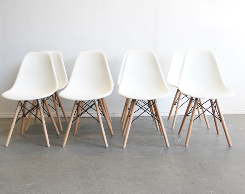 Eames Set of 6 white side chairs
