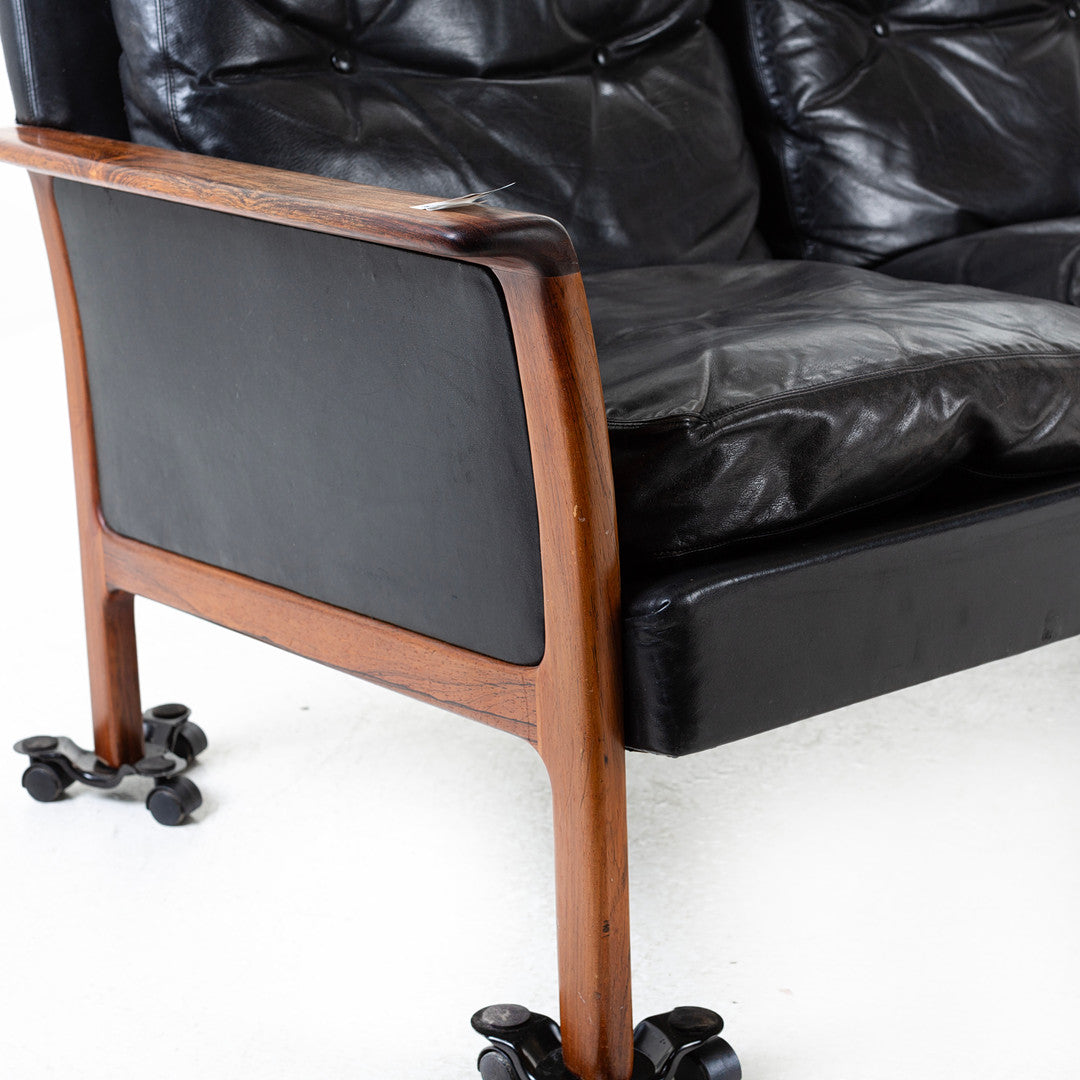 Danish Modern Vintage Scandinavian Leather 3-Seater Sofa by Bröderna Andersson, 1960s
