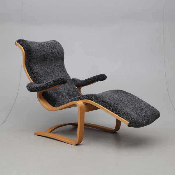 Vintage Swedish CAVALIER Chaise sheepskin by Andersson Brothers