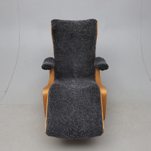 Vintage Swedish CAVALIER Chaise sheepskin by Andersson Brothers