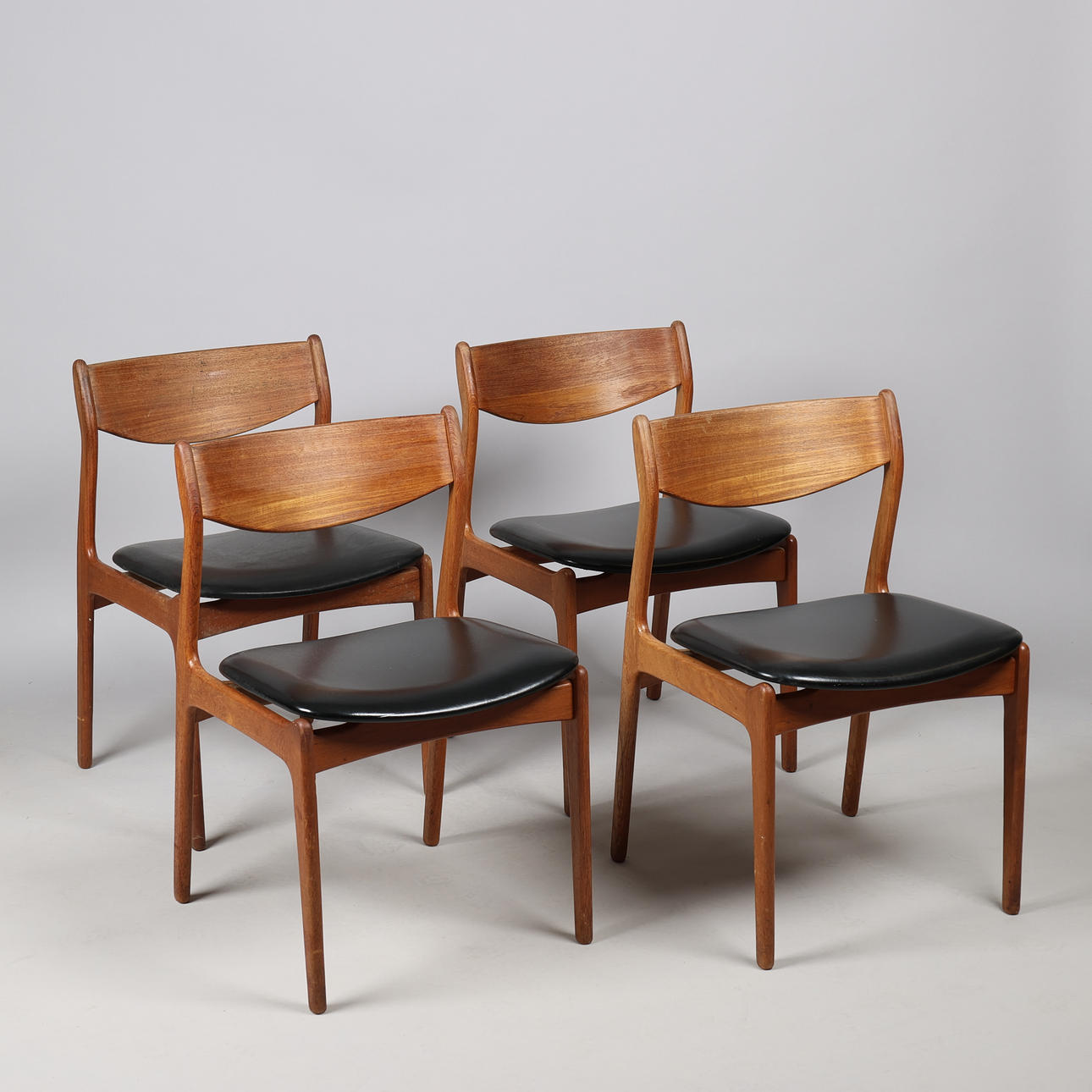 Danish Modern Teak set of 4 dining chairs by Erik Buch