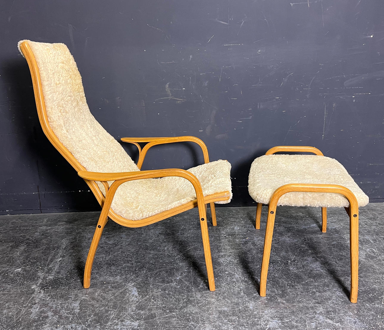 Vintage Lamino Sheepskin Lounge Chair by Yngve Ekström for Swedese (Beige)