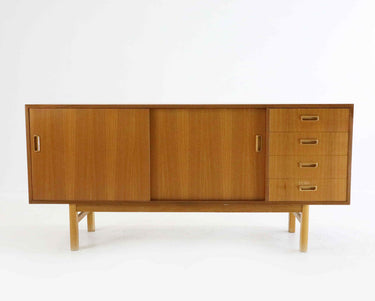 Danish Modern Teak Sideboard with Sliding Doors & Drawers