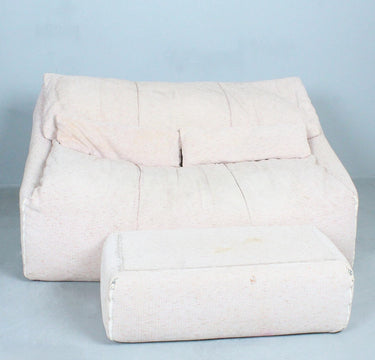 Vintage 'Plumy' Two-Seater Sofa and Ottoman by Annie Hiéronimus for Ligne Roset