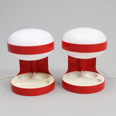 Rare Matching Pair of Joe Colombo Space Age Table Lamps, 1970s