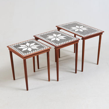 Danish Modern Teak Mosaic Nesting Tables, 1960s