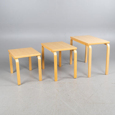 Rare! Artek Alvar Aalto Nesting Table Set "Model E88" in Birch