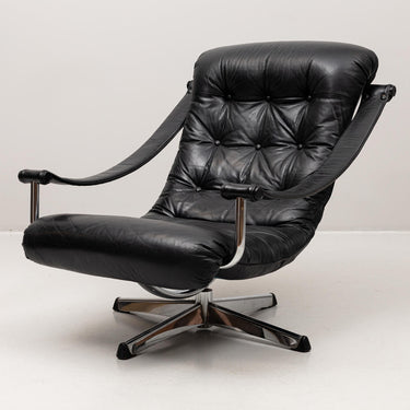 Vintage Göte Möbler Nässjö “Lagun” Swivel Armchair, 1970s (Two Available)