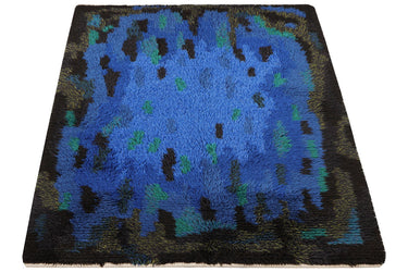 Vintage Rya "Midnight Tide" Wool Rug - 79.1 x 57.1