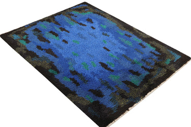 Vintage Rya "Midnight Tide" Wool Rug - 79.1 x 57.1