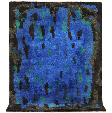 Vintage Rya "Midnight Tide" Wool Rug - 79.1 x 57.1
