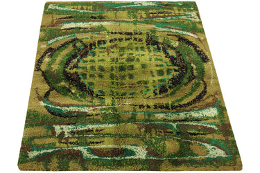 Vintage "Rya" Green Terrain Wool Rug 71X52