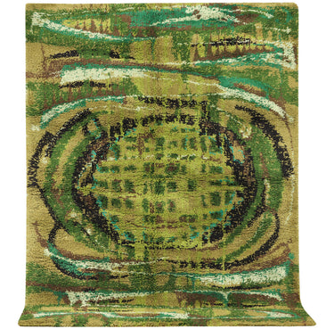 Vintage "Rya" Green Terrain Wool Rug 71X52