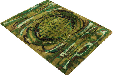 Vintage "Rya" Green Terrain Wool Rug 71X52