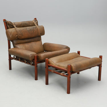 Vintage Arne Norell "Inca" Lounge Chair & Ottoman
