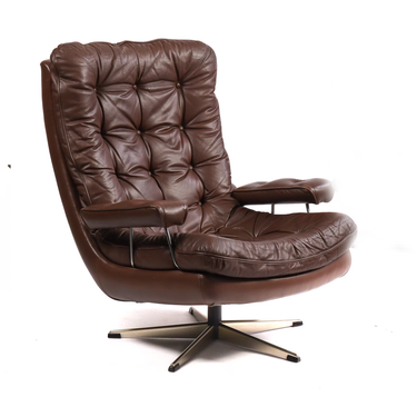 Vintage Sam Larsson Swivel Leather Armchair for DUX, 1970s (Two available)