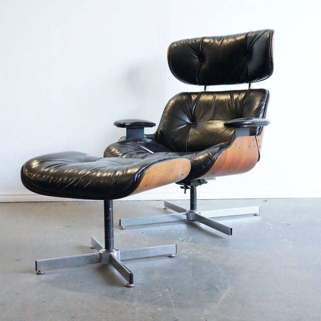 1960s Vintage Plycraft Lounge chair and ottoman by George Mulhauser - enliven mart