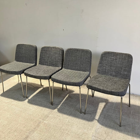 CB2 Salt & Pepper Fabric Stackable Dining Chairs