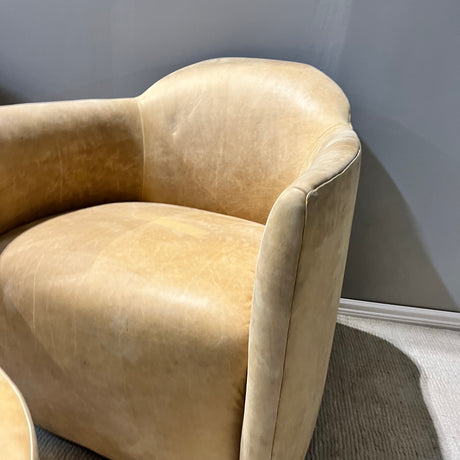 Bludot about face swivel leather lounge chairs + Ottoman