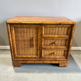 Hollywood Regency Nightstands wit Bamboo & Wicker by American of Martinsville