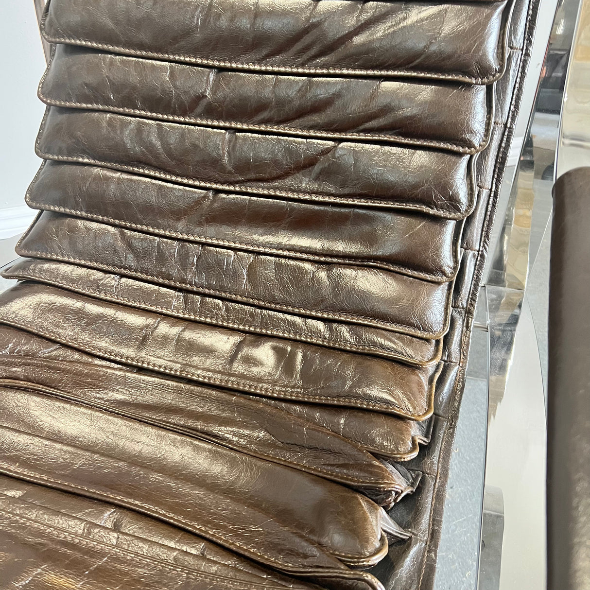 Arhaus Harlow Mid Century Chrome & Leather Arm Chairs