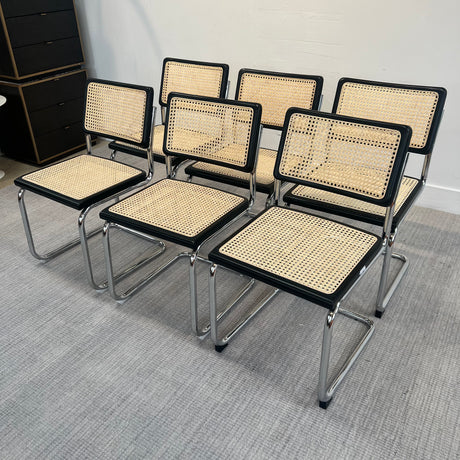 Iconic Mercel Breuer Cesca black & Rattan dining chairs