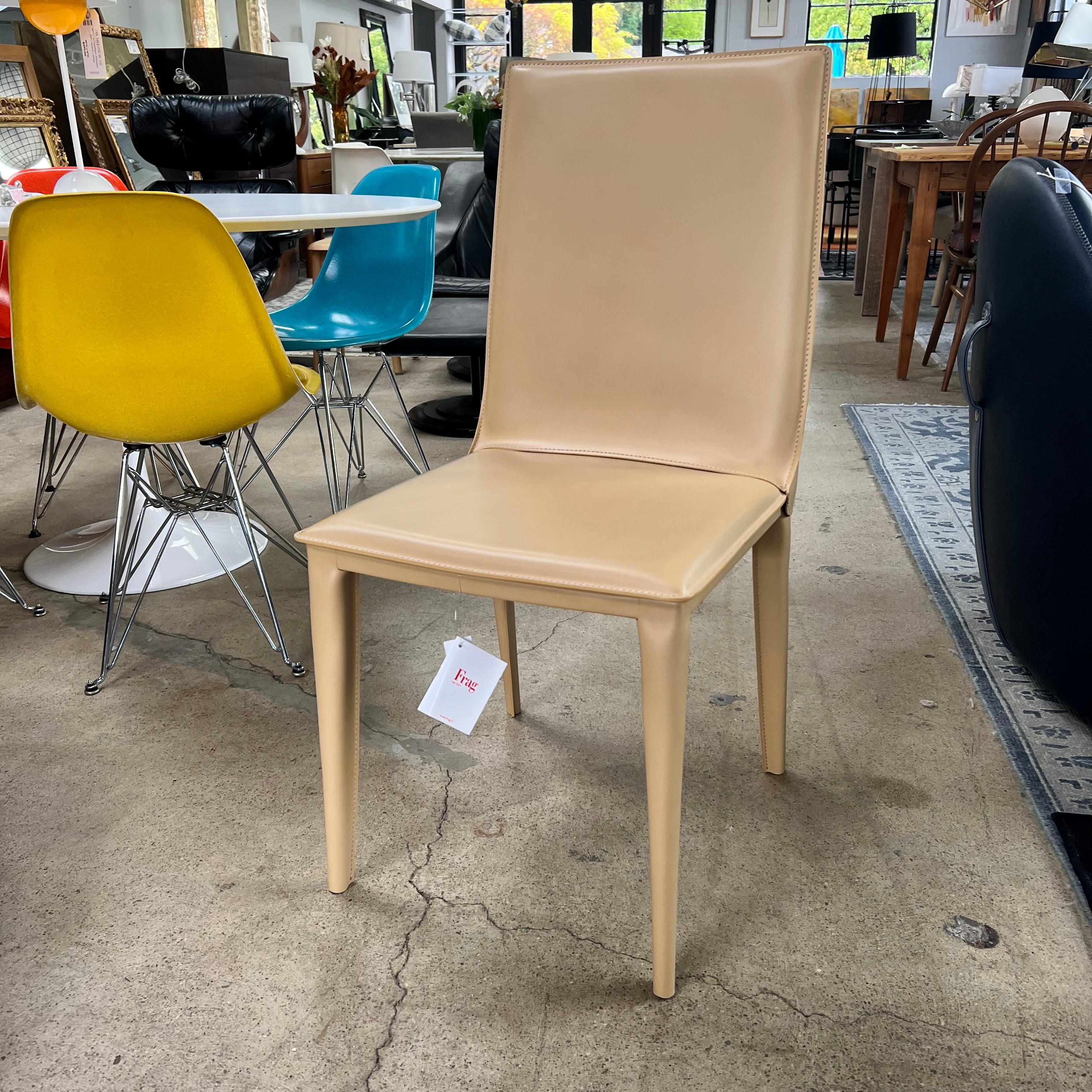 Frag leather dining chairs deals